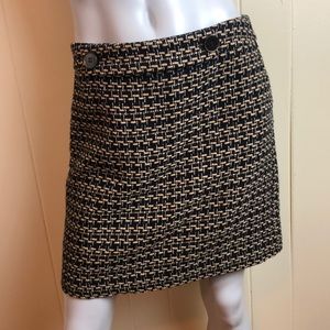 Loft Black Beige Woven Pencil Skirt